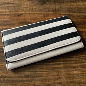 Kut from the Kloth Slim Black and White Striped Wallet with Snap Closure